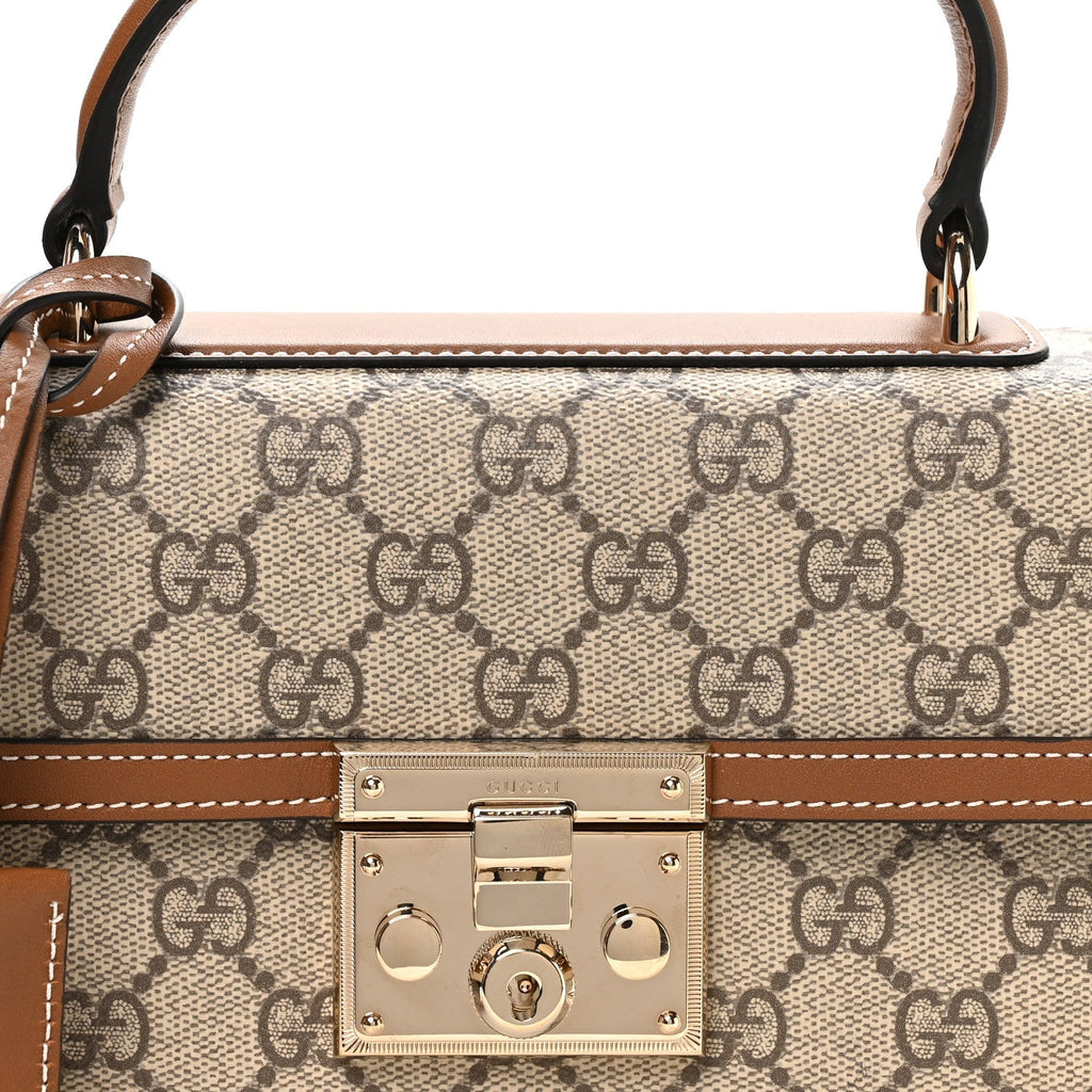 GG Supreme Monogram Small Padlock Top Handle Shoulder Bag Beige Ebony Dark Brown product image 8, provided for visual