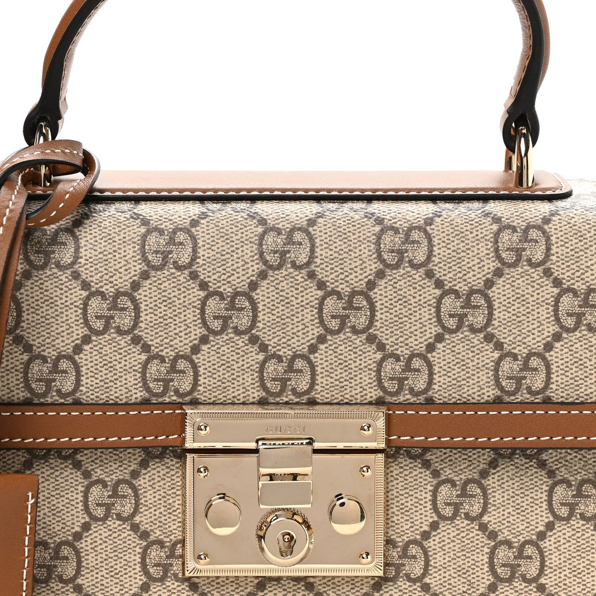 GG Supreme Monogram Small Padlock Top Handle Shoulder Bag Beige Ebony Dark Brown product image 8, provided for visual