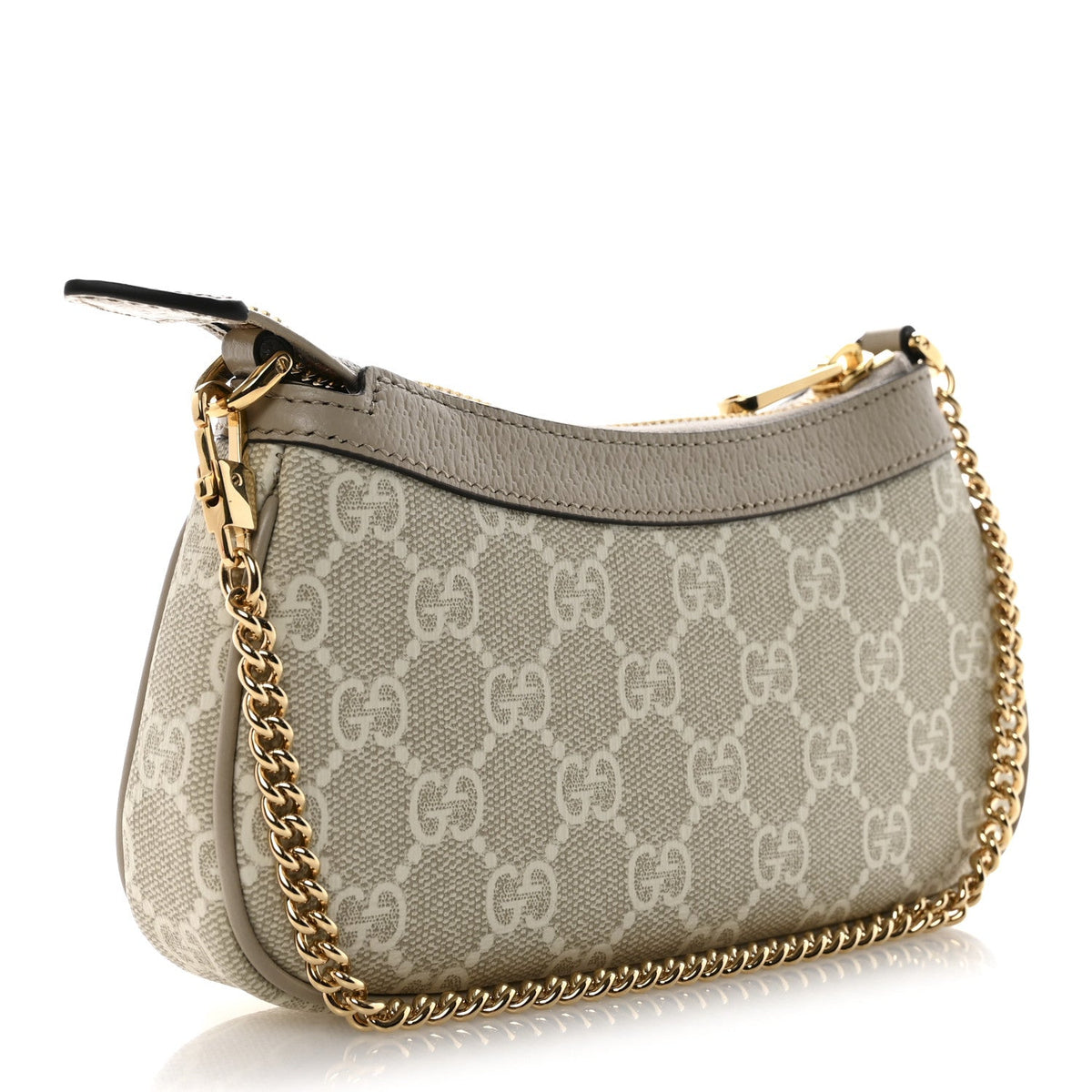 GG Supreme Monogram Textured Dollar Calfskin Web Mini Ophidia GG Handbag Beige Mystic White Oatmeal product image 3,