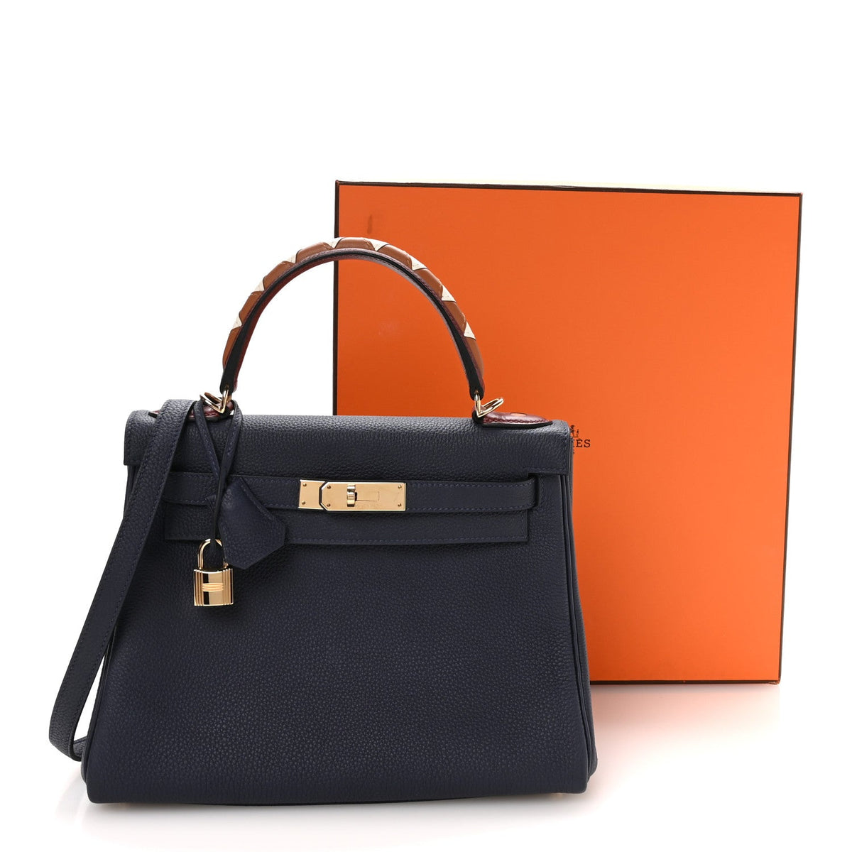 Togo Horseshoe Au Galop Kelly Retourne 28 Bleu Nuit Rouge H Fauve product image 11, provided for visual reference and