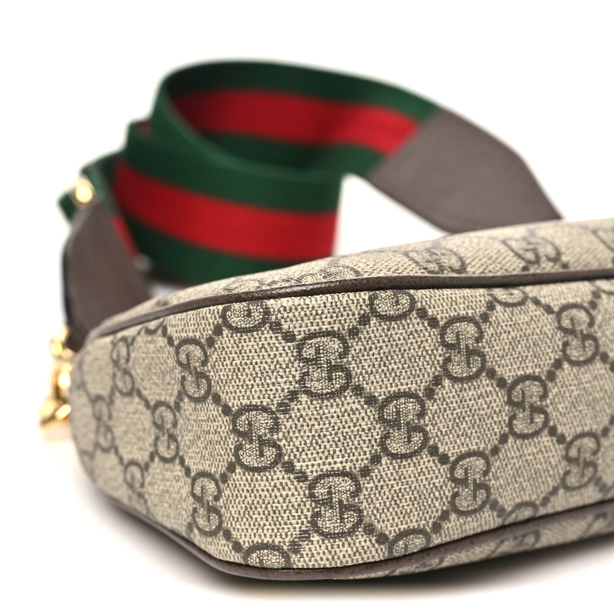 GG Supreme Monogram Textured Dollar Calfskin Web Small Ophidia GG Handbag Beige Ebony New Acero product image 9, provided