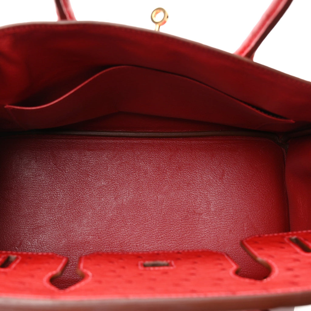 Ostrich Birkin 30 Rouge Vif product image 5, provided for visual reference and product detail review