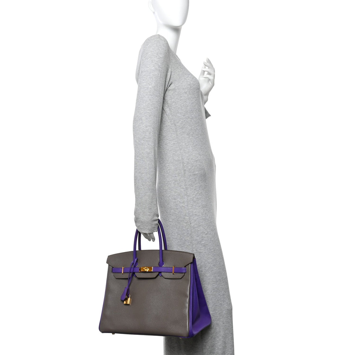 Epsom Bi-Color Horseshoe Birkin 35 Etain Crocus product image 3, provided for visual reference and product detail review