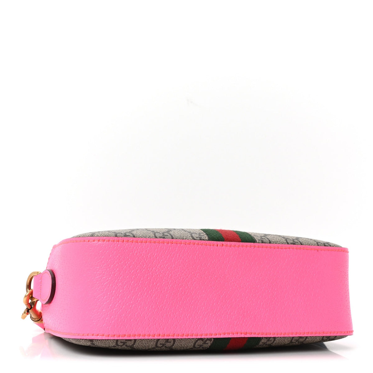 GG Supreme Monogram Textured Dollar Calfskin Web Ophidia Small Crossbody Bag Beige Ebony Fuchsia product image 4, provided