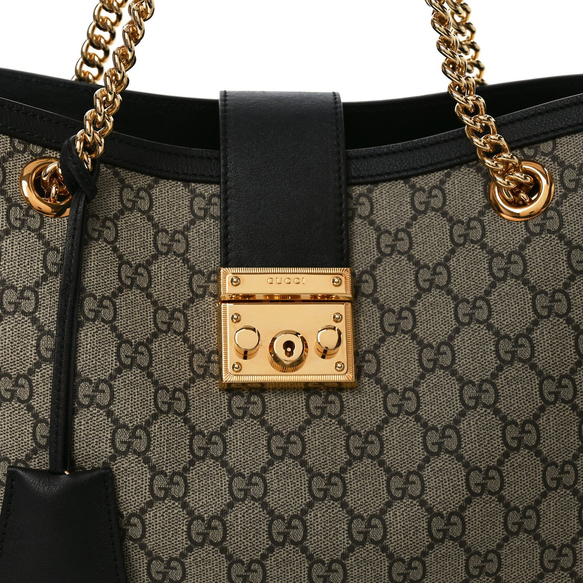 GG Supreme Monogram Medium Padlock Tote Black product image 8, provided for visual reference and product detail review