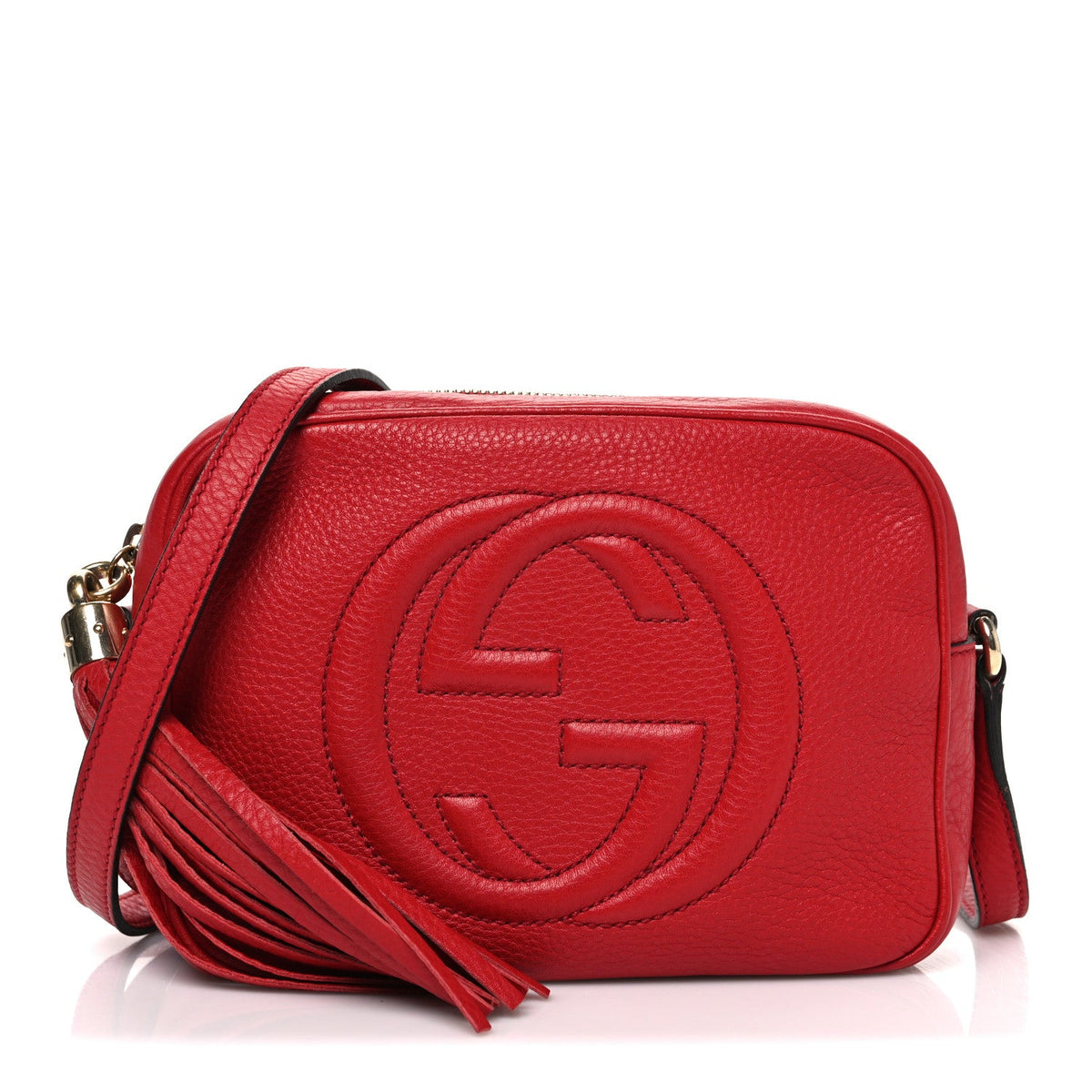 Pebbled Calfskin Small Soho Disco Bag Vibrant Red product image 1, provided for visual reference and product detail review