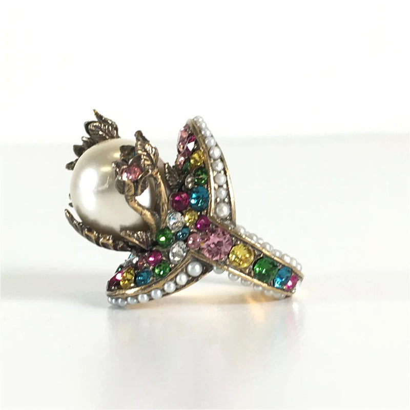 Gucci Double Multistone Pearl 18K Gold Ring product image 1, provided for visual reference and product detail review