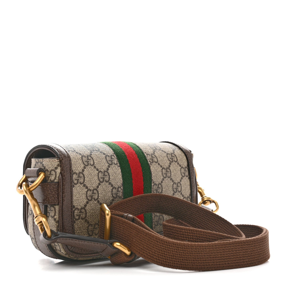 GG Supreme Monogram Web Mini Ophidia Flap Shoulder Bag Brown product image 3, provided for visual reference and product