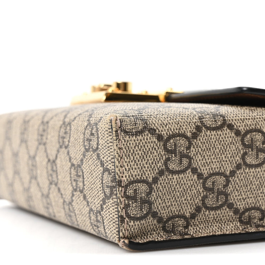 GG Supreme Monogram Calfskin Mini Padlock Top Handle Shoulder Bag Beige Black Cuir product image 10, provided for visual