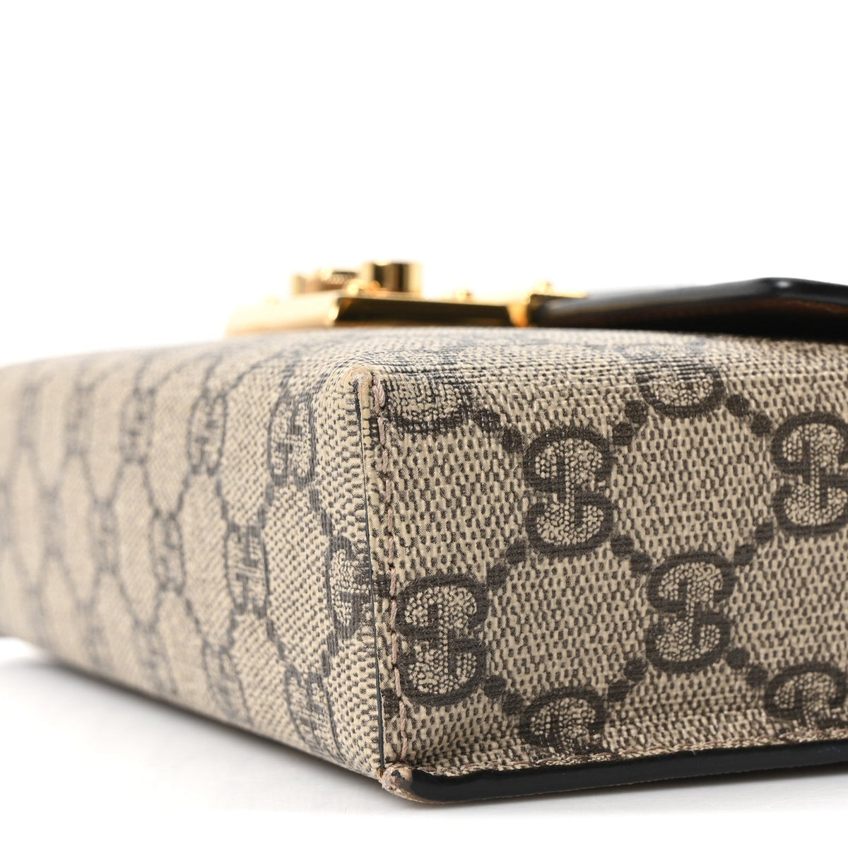 GG Supreme Monogram Calfskin Mini Padlock Top Handle Shoulder Bag Beige Black Cuir product image 10, provided for visual