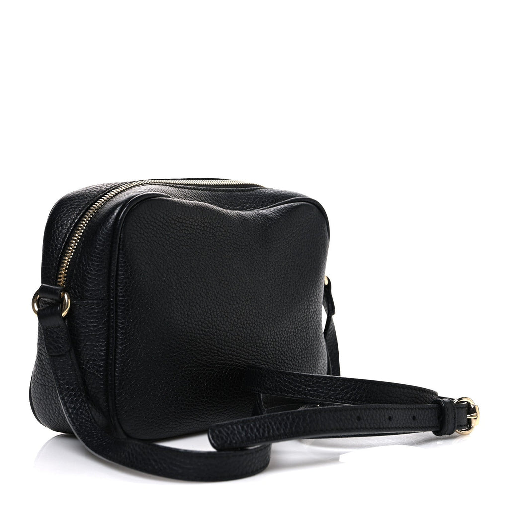 Pebbled Calfskin Small Soho Disco Bag Black product image 2, provided for visual reference and product detail review