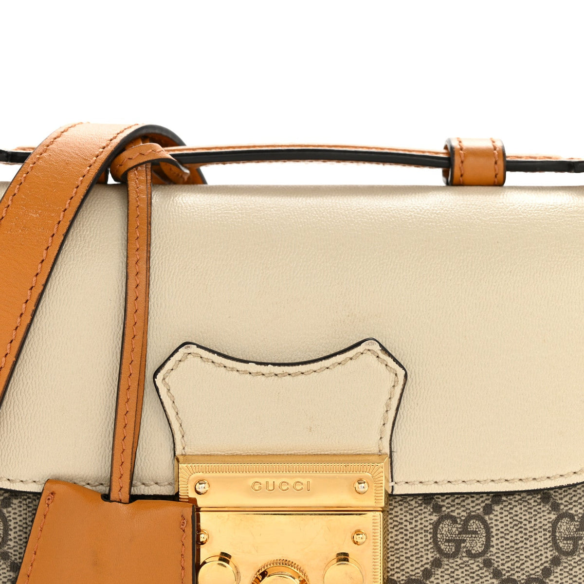 GG Supreme Monogram Calfskin Mini Padlock Flap Pocket Shoulder Bag Beige Mystic White Sun Oil product image 8, provided for