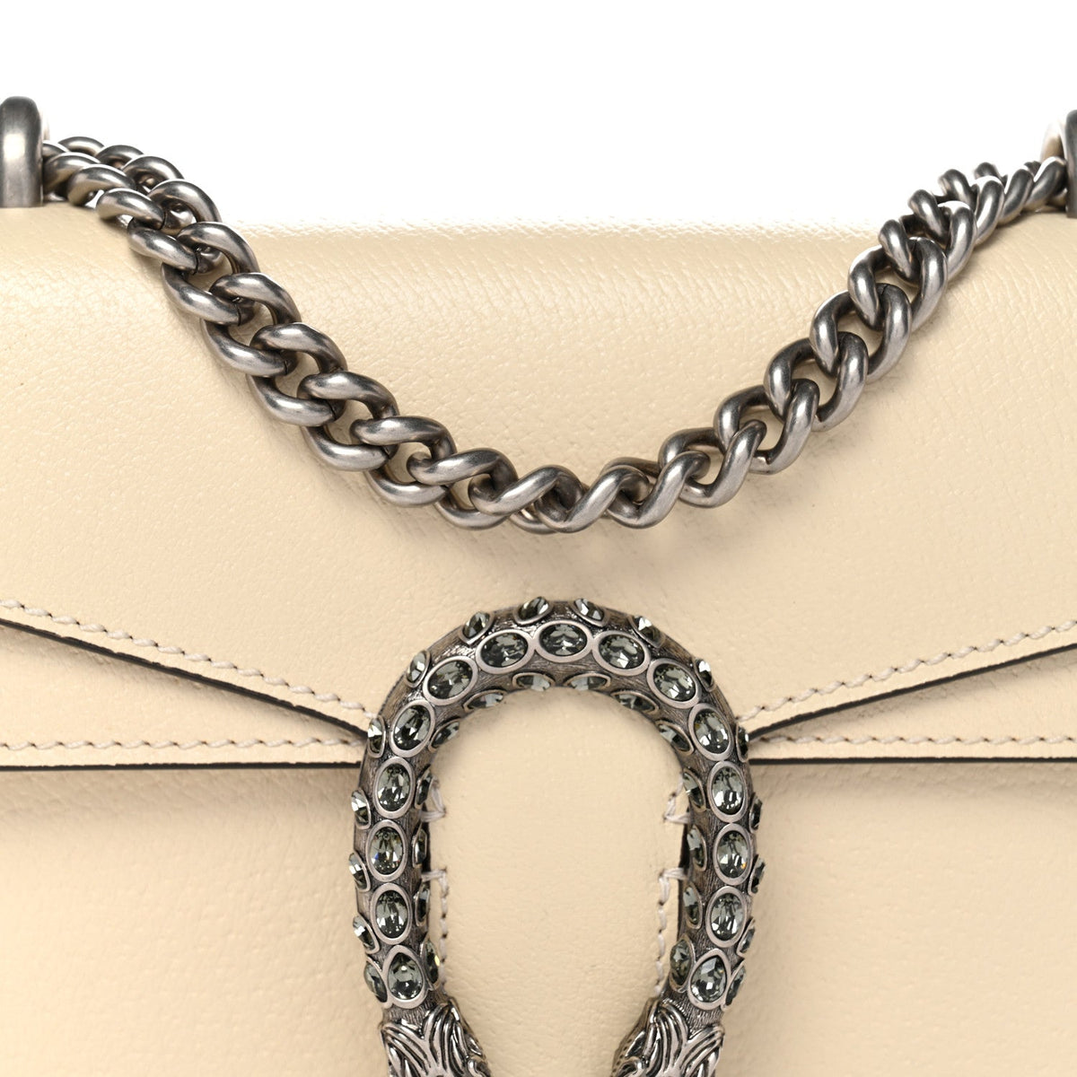 Textured Calfskin Crystal Mini Dionysus Shoulder Bag Mystic White product image 8, provided for visual reference and product