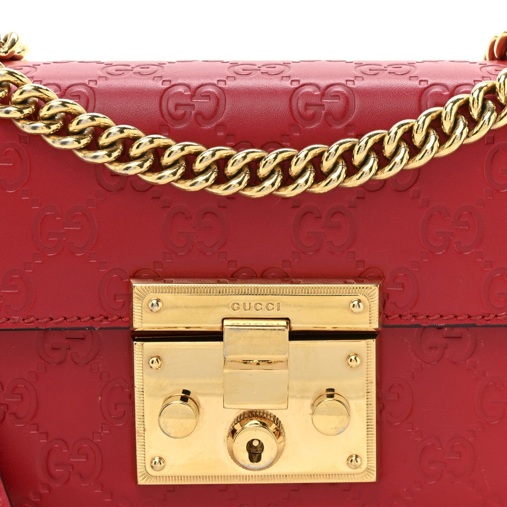 Guccissima Small Padlock Shoulder Bag Hibiscus Red product image 8, provided for visual reference and product detail review