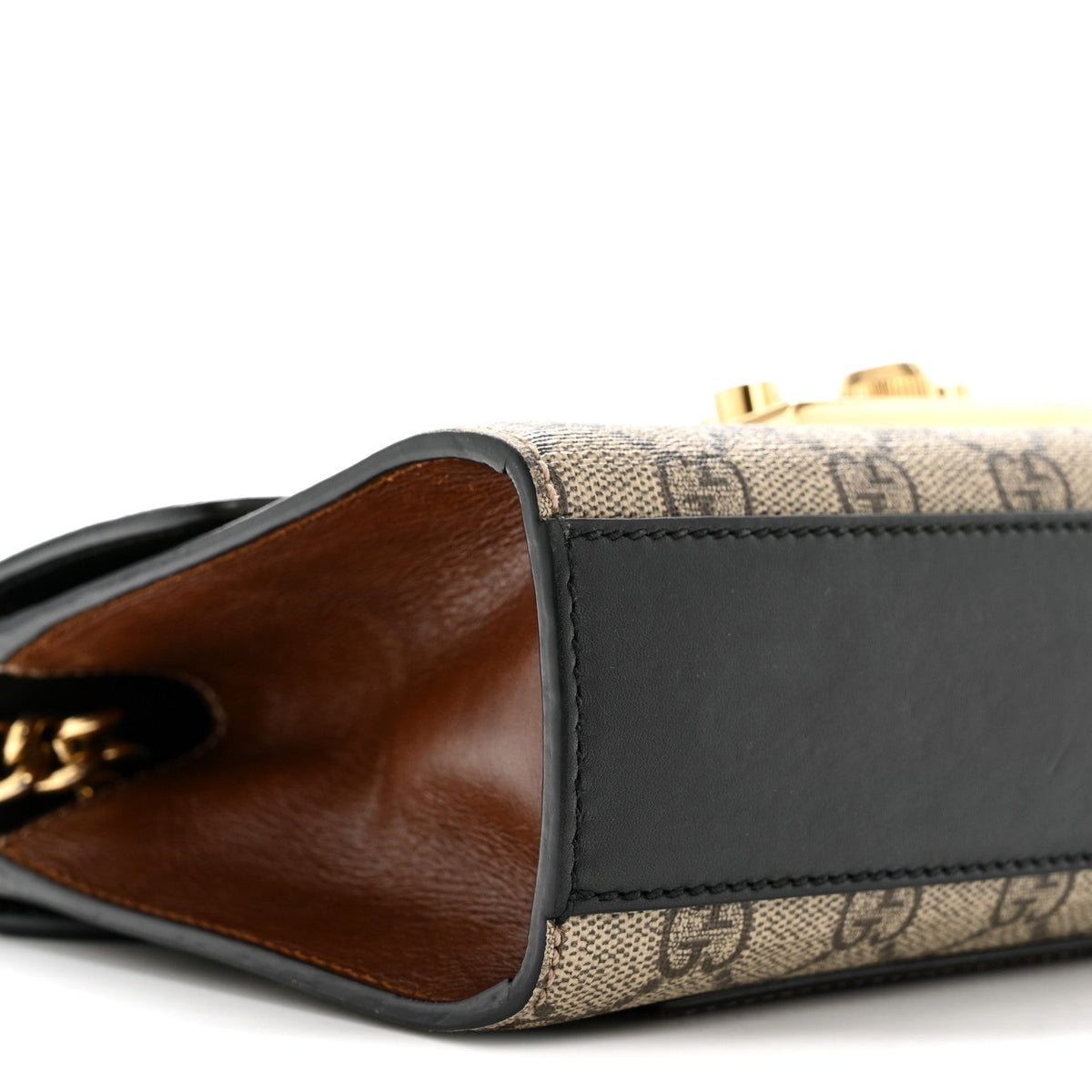 GG Supreme Monogram Calfskin Small Padlock Shoulder Bag Beige Black Cuir product image 9, provided for visual reference and
