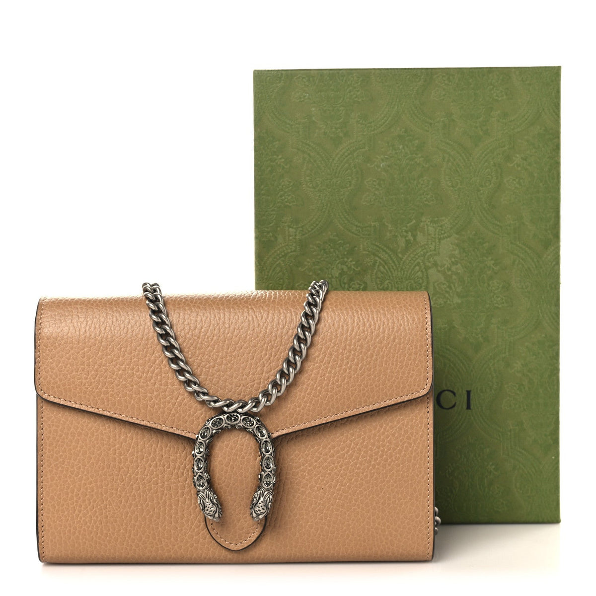 Dollar Calfskin Crystal Mini Dionysus Chain Wallet Natural Tan Black Diamond product image 11, provided for visual reference