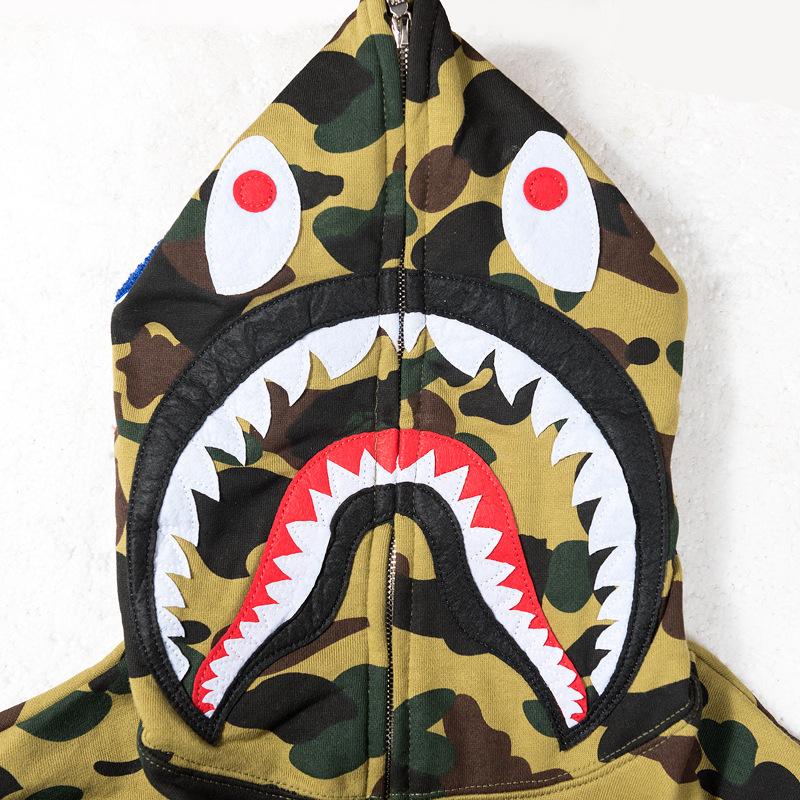 Bathing Ape Hoodie Autumn and Winter Shark Mouth Men and Women Casual Camouflage Thin Sweater Baggy Coat product image 5,