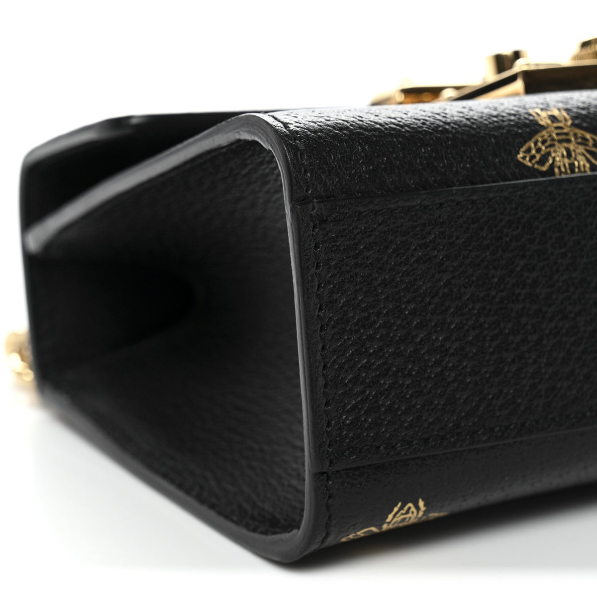 Grained Calfskin Bee Star Small Padlock Shoulder Bag Black product image 9, provided for visual reference and product detail