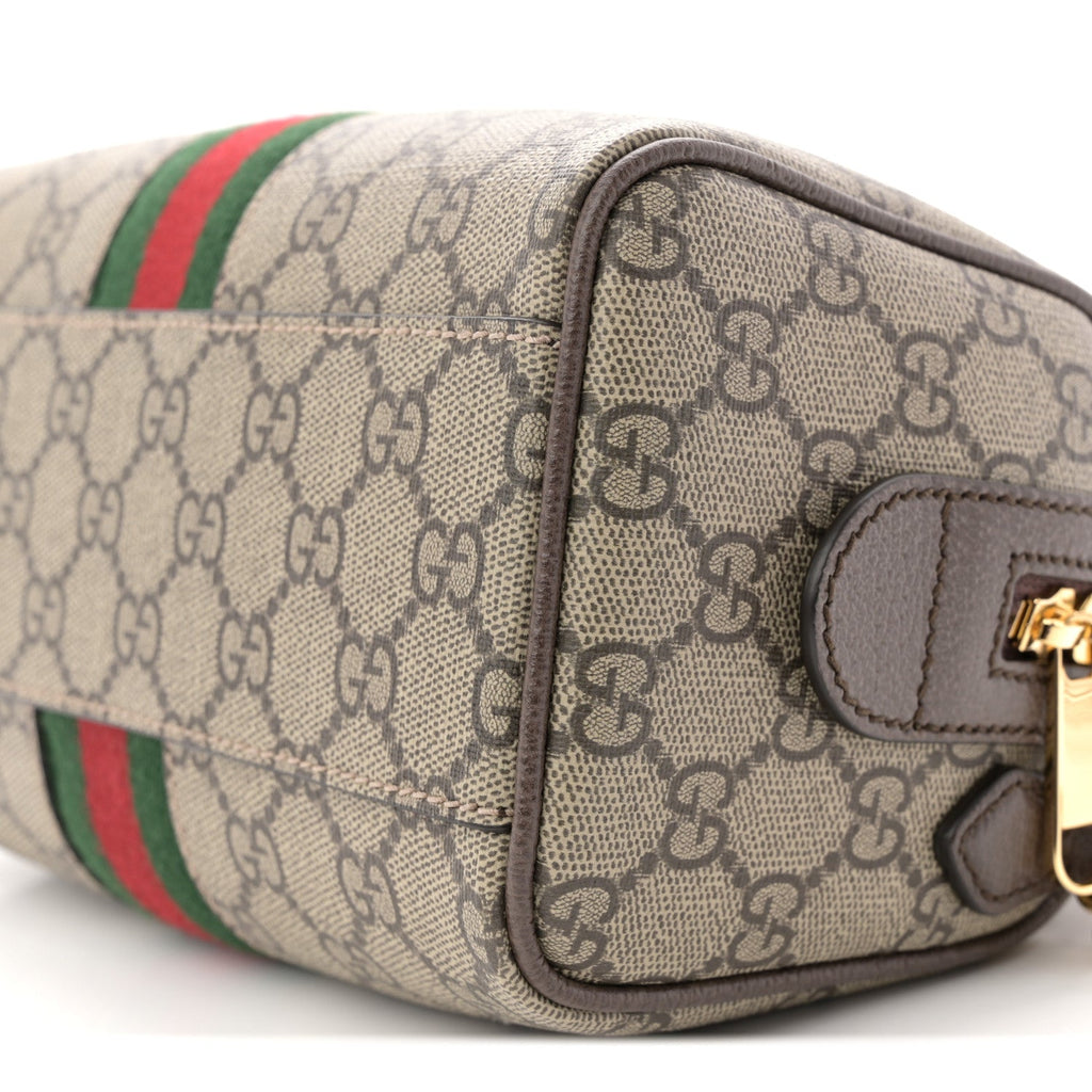 GG Supreme Monogram Textured Dollar Calfskin Web Mini Ophidia Top Handle Bag Beige Ebony New Acero product image 10,