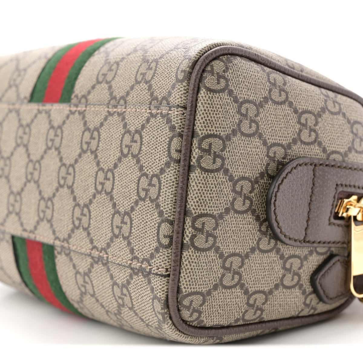 GG Supreme Monogram Textured Dollar Calfskin Web Mini Ophidia Top Handle Bag Beige Ebony New Acero product image 10,