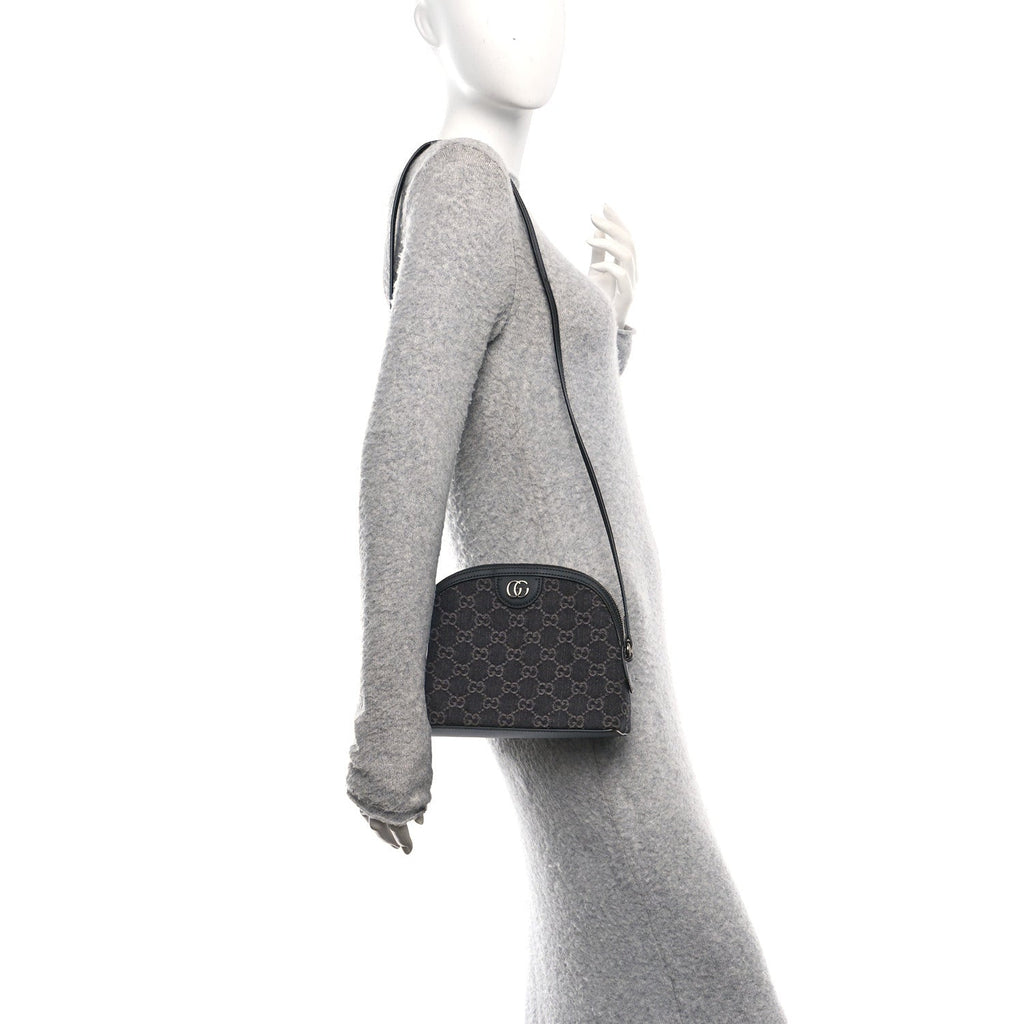 Denim Cuoio Harness GG Monogram Small Ophidia Dome Shoulder Bag Black Medium Grey product image 2, provided for visual