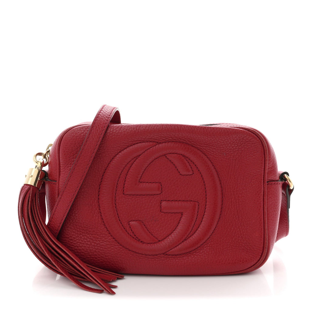 Pebbled Calfskin Small Soho Disco Bag Tabasco Red product image 1, provided for visual reference and product detail review
