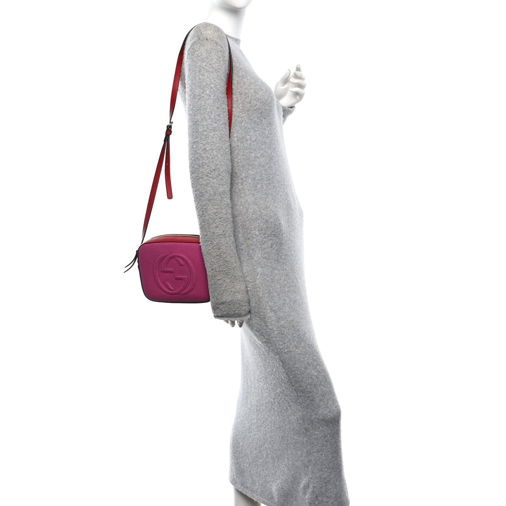 Dollar Calfskin Bi-Color Small Soho Disco Bag New Rosette Hibiscus Red product image 2, provided for visual reference and