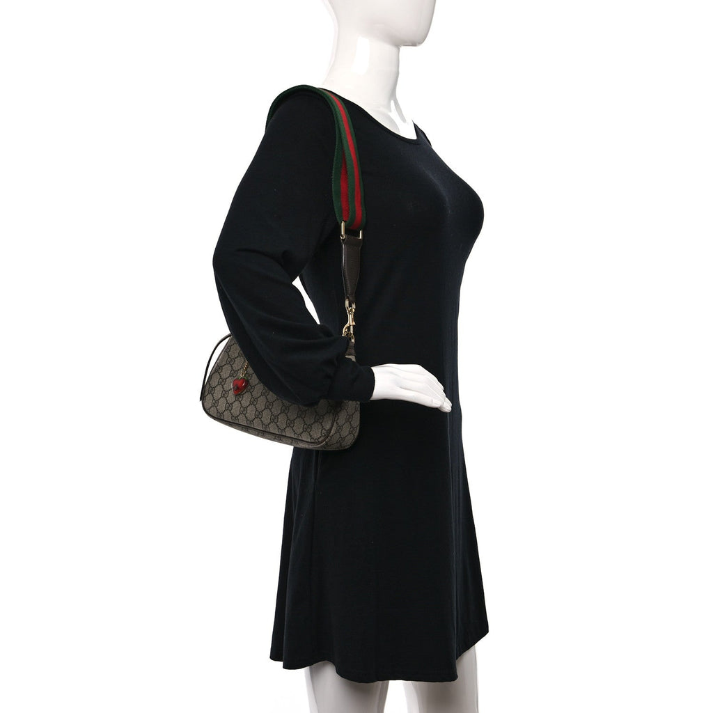 GG Supreme Monogram Textured Dollar Calfskin Web Small Ophidia GG Handbag Beige Ebony New Acero product image 2, provided