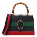 Moon Calfskin Web Medium Dionysus Bamboo Top Handle Bag Black Bright Evergreen Hibiscus Red product image 1, provided for