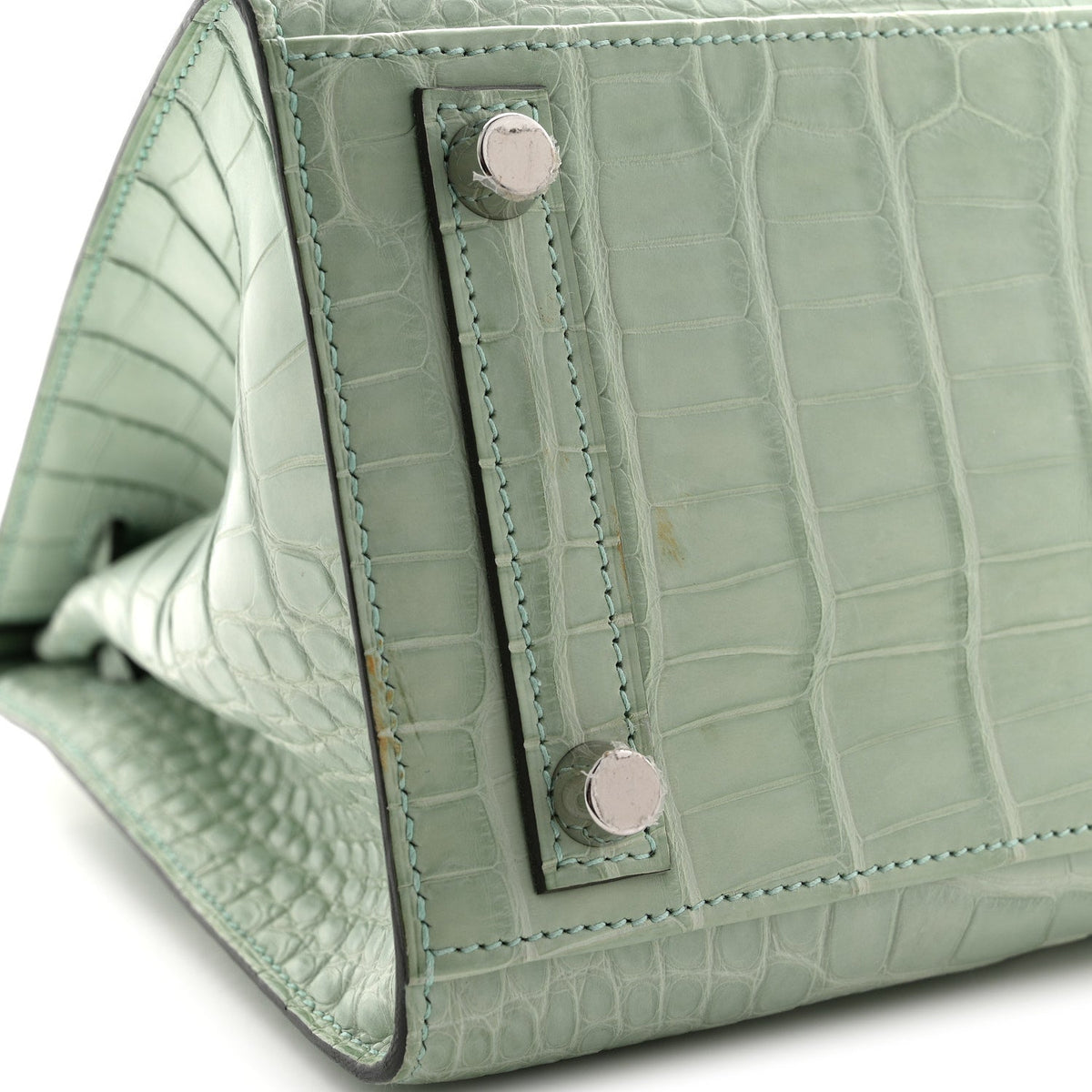 Matte Alligator Birkin Sellier 25 Vert D'eau product image 11, provided for visual reference and product detail review