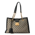 GG Supreme Monogram Medium Padlock Tote Black product image 1, provided for visual reference and product detail review