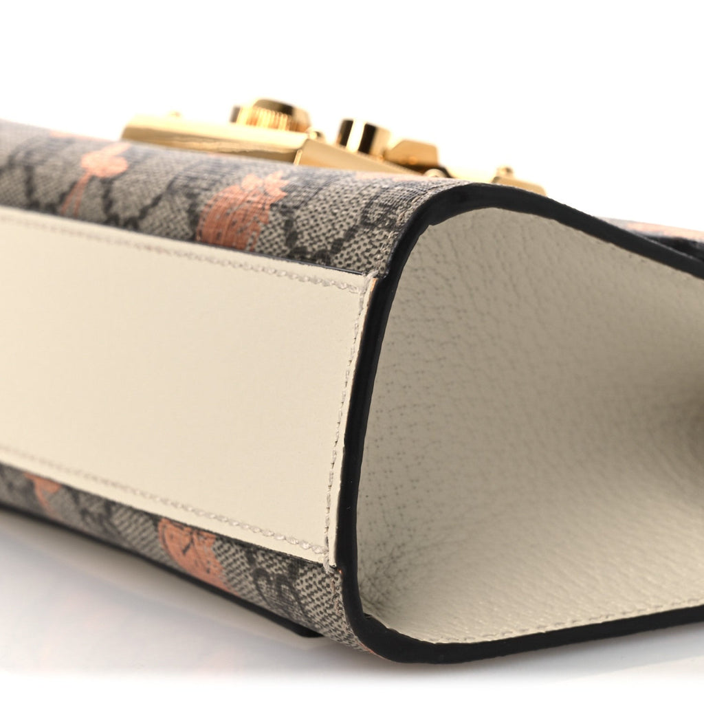 GG Supreme Monogram Berry Textured Dollar Calfskin Small Padlock Shoulder Bag Beige Ebony Light Copper Mystic White product
