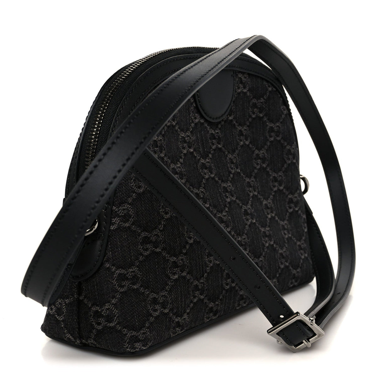 Denim Cuoio Harness GG Monogram Small Ophidia Dome Shoulder Bag Black Medium Grey product image 3, provided for visual