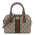 GG Supreme Monogram Textured Dollar Calfskin Web Mini Ophidia Top Handle Bag Beige Ebony New Acero product image 1, provided