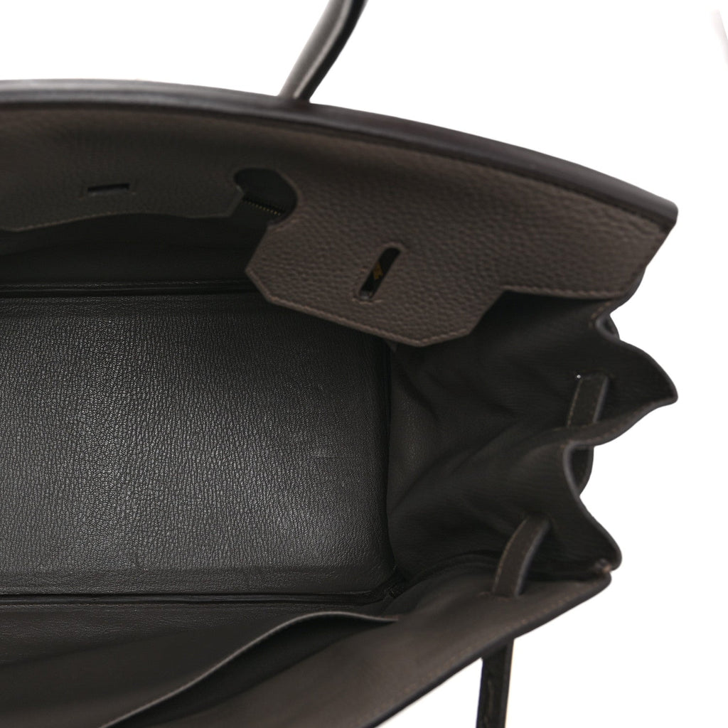 Taurillon Clemence Birkin 35 Etain product image 5, provided for visual reference and product detail review