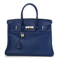 Taurillon Novillo Sea Surf Birkin 35 Bleu Saphir product image 1, provided for visual reference and product detail review