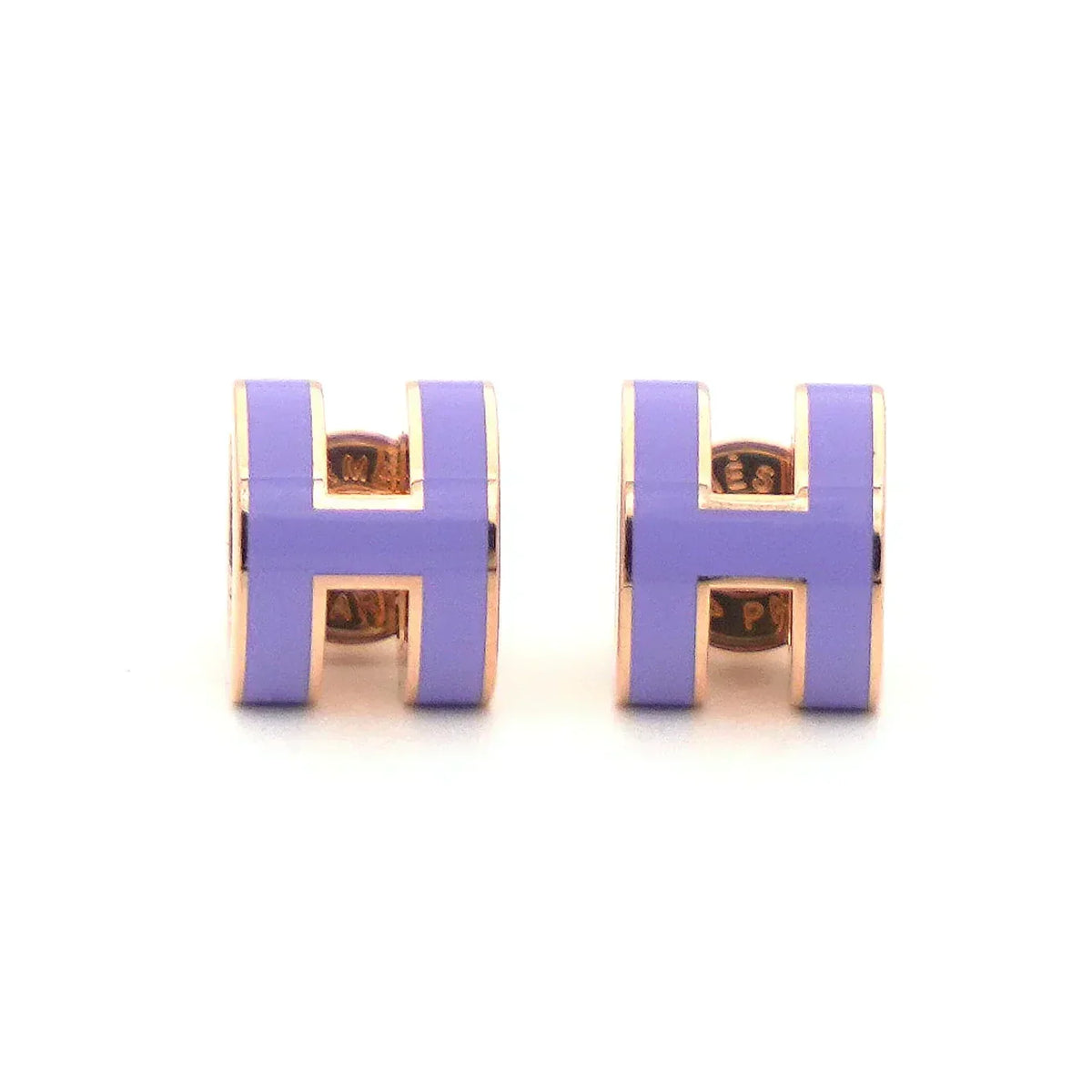 Hermes Mini Pop Purple 18K Gold Earrings product image 3, provided for visual reference and product detail review