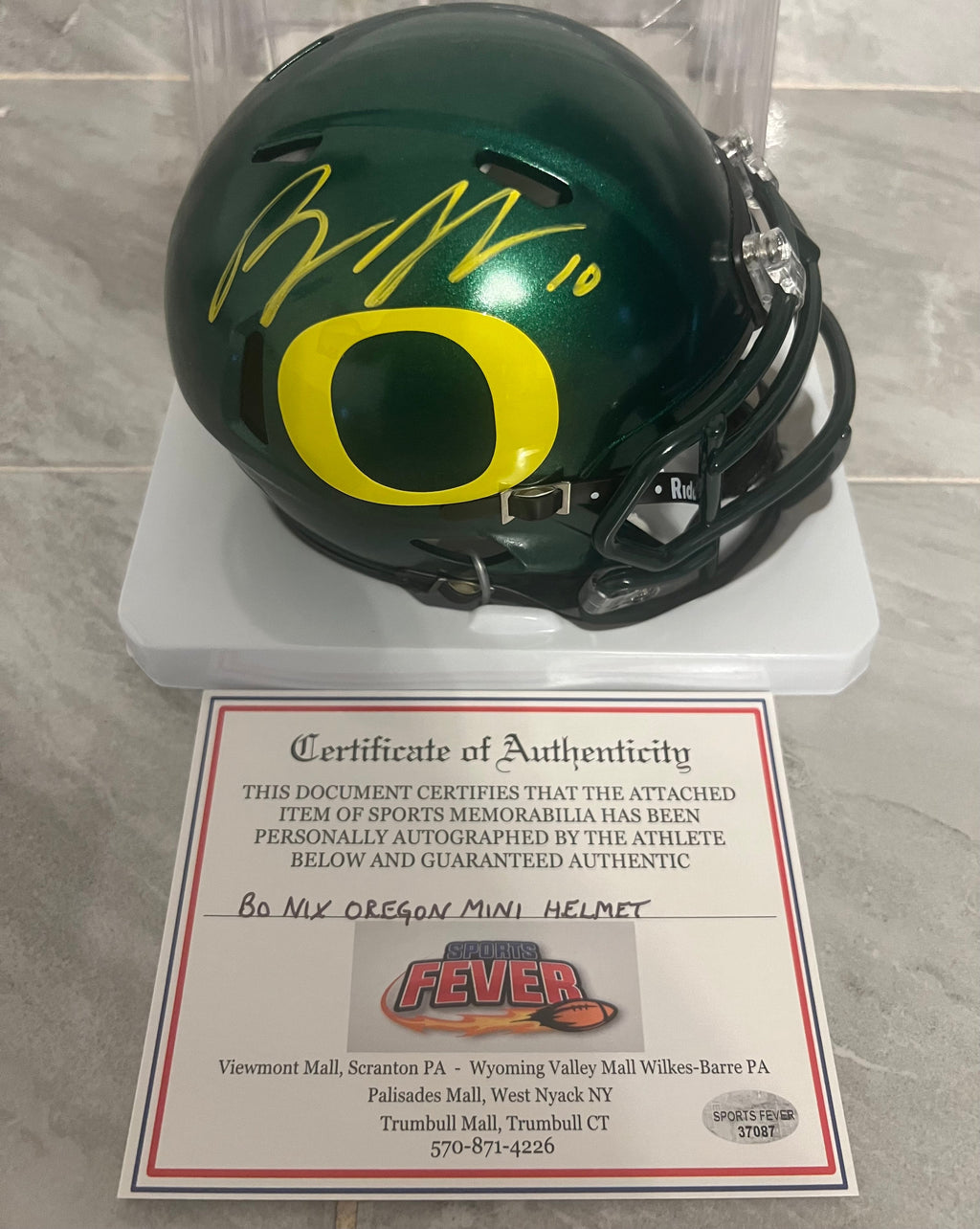 Bo Nix Oregon Ducks Autographed Mini Helmet with COA product image 1