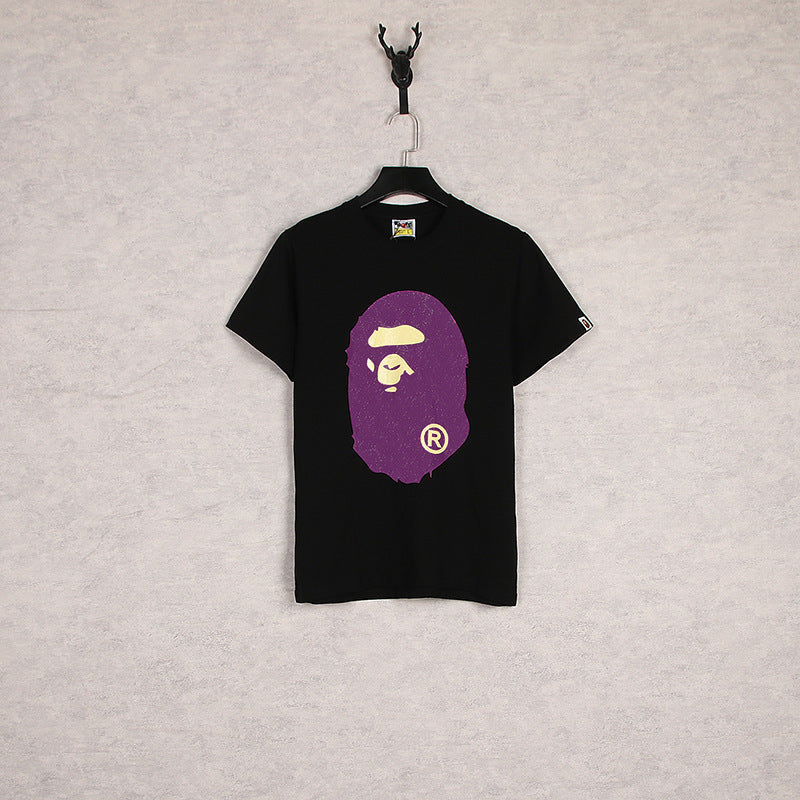 Bathing Ape T-Shirt Summer Cartoon Print Casual Large Size Loose Men and Women round Neck Short Sleeve T-shirt product image
