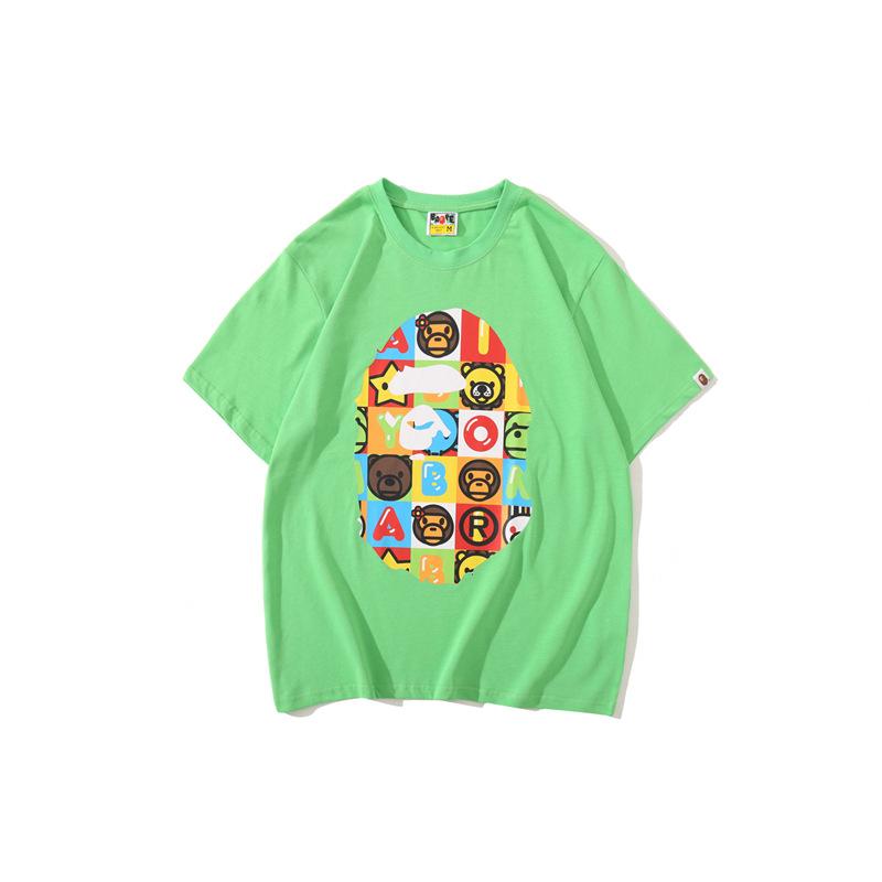 Bathing Ape T-Shirt Printed Round Neck Casual Short Sleeve Multi-Color Blocks Ape Head T-shirt product image 3, provided for