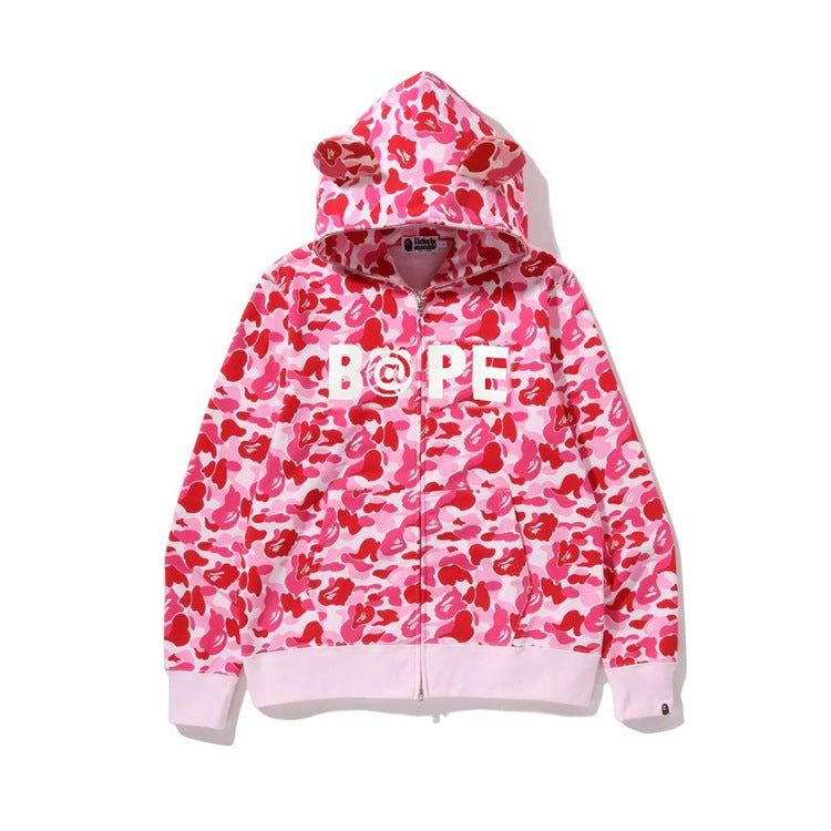 Bape Bearbrick Hoodie Cat Ear Camouflage Thin Fleece Hoodie product image 4, provided for visual reference and product