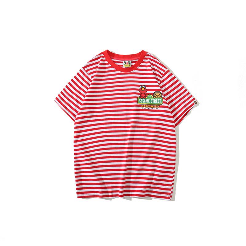 Bathing Ape T-Shirt Cartoon Round Neck Summer Printed Large Size Short Sleeve Casual Striped T-shirt product image 3,