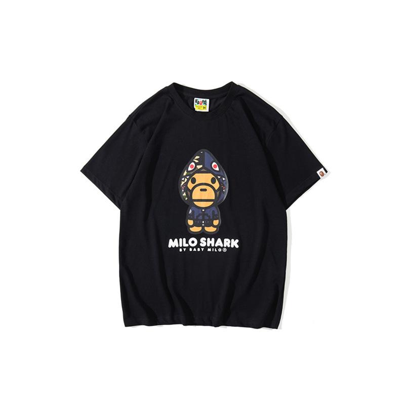 Bathing Ape T-Shirt Summer Short Sleeves, Blue Shark Monkey T-shirt Printed Casual Short Sleeve Fashion product image 3,