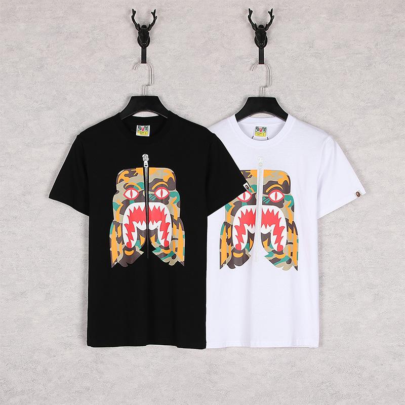 Bathing Ape T-Shirt Summer Zipper Printed Short Sleeve product image 5, provided for visual reference and product detail