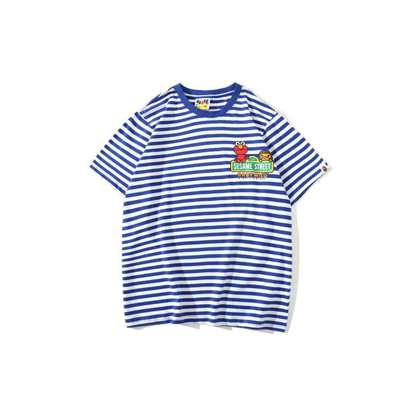 Bathing Ape T-Shirt Cartoon Round Neck Summer Printed Large Size Short Sleeve Casual Striped T-shirt product image 2,