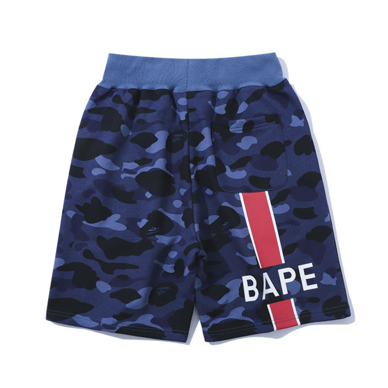 Bathing Ape Shorts Summer Large Size Loose Cropped Pants Camouflage Blue Fashion Shorts product image 2, provided for visual