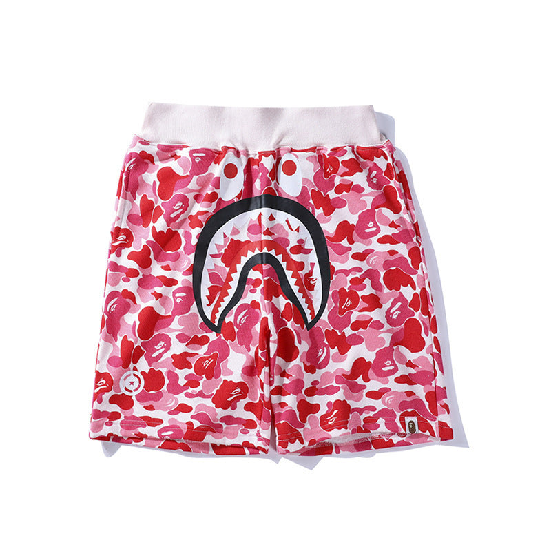 Bathing Ape Shorts Shark Head Camouflage Bottom Pattern Casual Shorts Men and Women Fashion Lace Shorts product image 1,