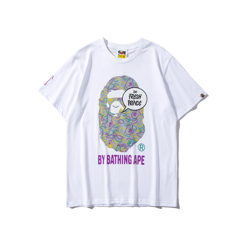 Bathing Ape T-Shirt Summer Printing Colorful Graffiti Short Sleeve T-shirt Men and Women product image 1, provided for