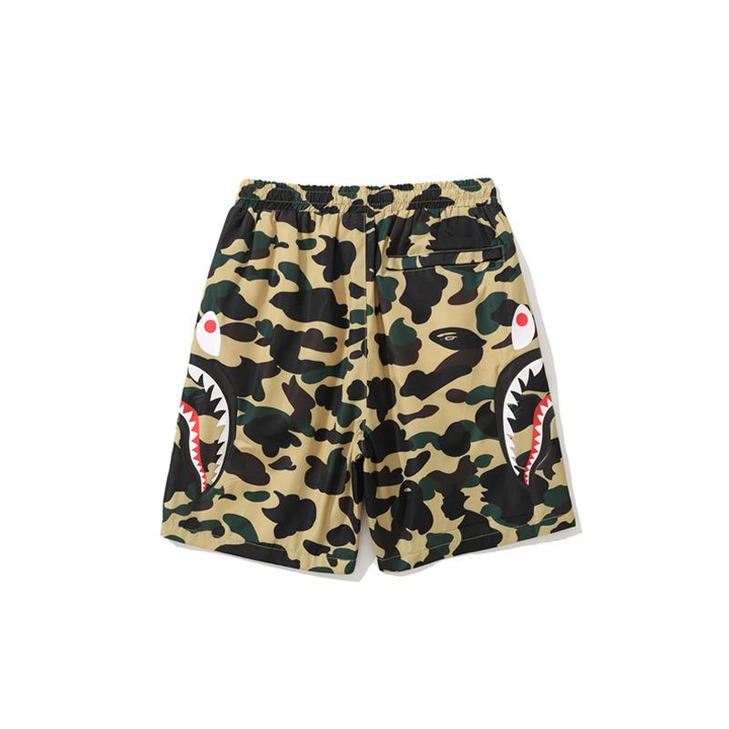 Bathing Ape Shorts Men Side Double Shark Head Windbreaker Cloth Shorts Elastic Waist Fifth Pants Middle Pants Casual Shorts