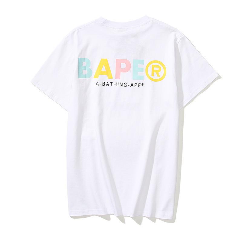 Bathing Ape T-Shirt Summer Loose Leisure Pullover Letter Short Sleeve T-shirt product image 3, provided for visual reference